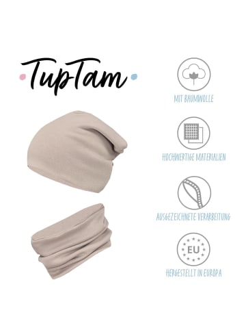 TupTam Unisex Kinder Beanie Mütze Schlauchschal Set in beige