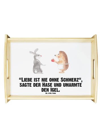 Mr. & Mrs. Panda Servierplatte Hase Igel mit Spruch in Weiß