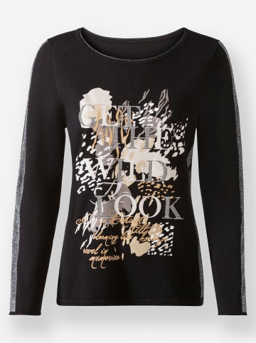 WITT WEIDEN Pullover in schwarz-sand-bedruckt