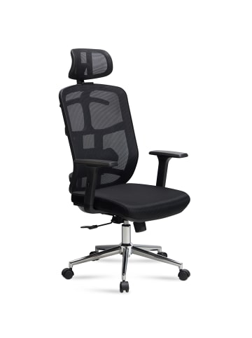 FineBuy Bürostuhl in Schwarz / Stoff / 68x68x130