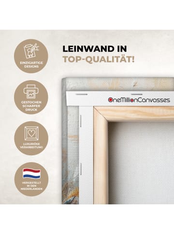 MuchoWow Leinwand Bilder Abstrakte Kunst gold blau