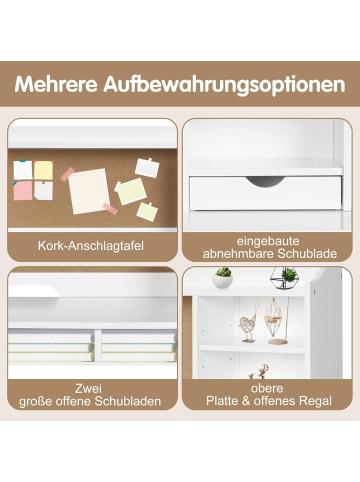 COSTWAY Kinderschreibtisch Set mit Pinnwand in Weiß