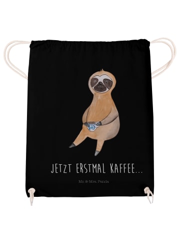 Mr. & Mrs. Panda Beutel Faultier Kaffee mit Spruch in Schwarz