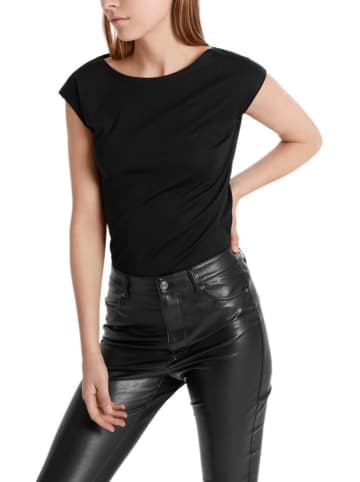 MARC CAIN Basic-Shirt mit weitem Ausschnitt in Schwarz