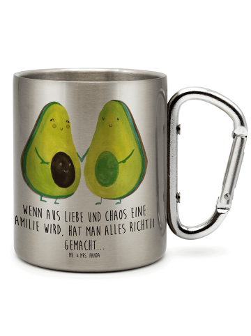 Mr. & Mrs. Panda Doppelwandige Tasse Avocado Pärchen mit Spruch in Silber