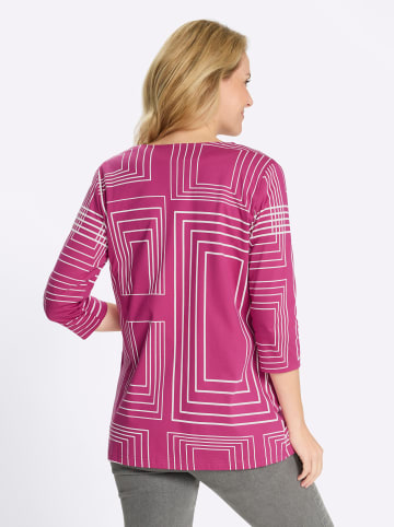 Sieh an! Long-Shirtjacke in magenta-ecru-bedruckt