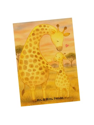 Mr. & Mrs. Panda Postkarte Giraffe Kind Design ohne Spruch in Weiß