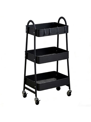 relaxdays Rollwagen in Schwarz - (B)44 x (H)80 x (T)32 cm