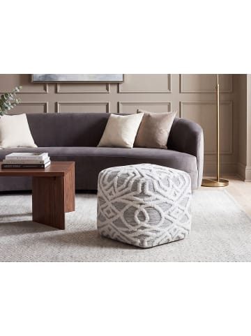 Pouf BHILWARA in Weiß/Grau - (W) 40 x (H) 40 x (L) 40 cm