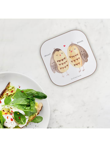 Mr. & Mrs. Panda Untersetzer Glas Eulen Liebe ohne Spruch in Weiß