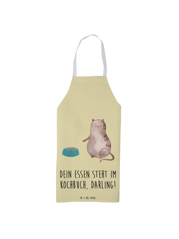Mr. & Mrs. Panda Kochschürze Katze Fressen mit Spruch in Gelb Pastell