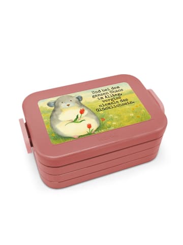 Mr. & Mrs. Panda Lunch Box Chinchilla Blume Design mit Spruch in Rot Pastell