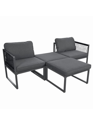 ABRIHOME Garten Lounge Set in Grau 4-tlg mit 2 Sofas und 2 Hockern verstellbar