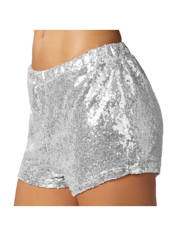 tectake Shorts mit glänzenden Pailletten, silber