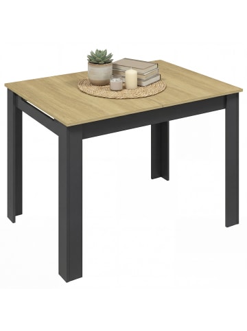 VCM Esstisch Küchentisch Pesoli ausziehbar 120-160 cm in Anthrazit / Honig-Eiche