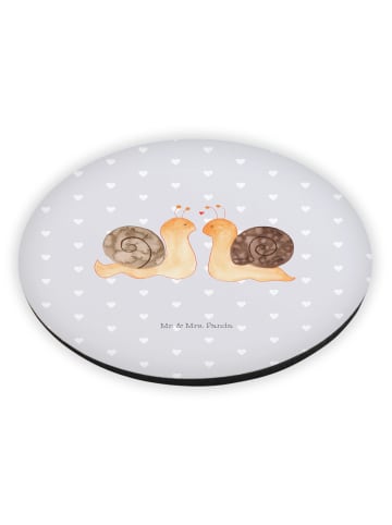 Mr. & Mrs. Panda Rund Magnet Schnecken Liebe ohne Spruch in Grau Pastell