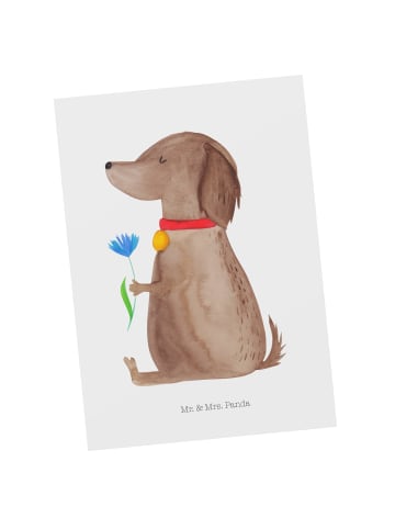 Mr. & Mrs. Panda Grußkarte Hund Blume ohne Spruch in Weiß