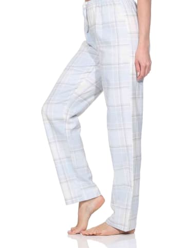 NORMANN Flanell Schlafanzughose Pyjama Kariert in hellblau