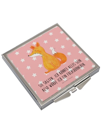 Mr. & Mrs. Panda Kosmetikspiegel Einhorn Fuchs mit Spruch in Rot Pastell