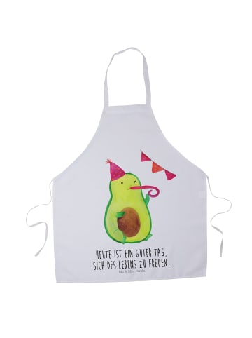 Mr. & Mrs. Panda Schürze Avocado Party mit Spruch in Weiß