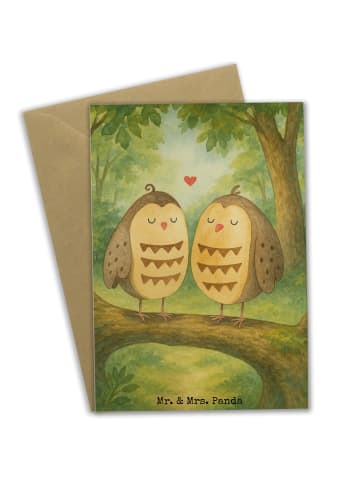 Mr. & Mrs. Panda Glückwunschkarte Eulen Liebe Design ohne Spruch in Weiß