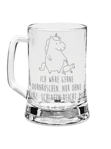 Mr. & Mrs. Panda Gravur Bierkrug Einhorn Teddy mit Spruch in Transparent