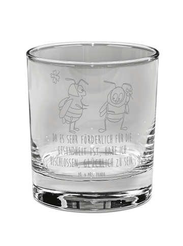 Trinkglas Hummeln Kleeblatt mit Spruch in Transparent