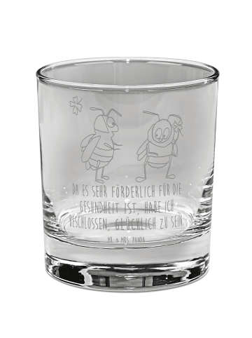 Mr. & Mrs. Panda Whiskey Glas Hummeln Kleeblatt mit Spruch in Transparent