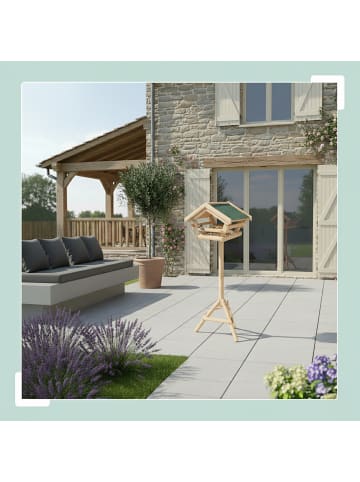 Vogelfutterhaus in Natur - (B)37 x (H)103 x (T)28 cm