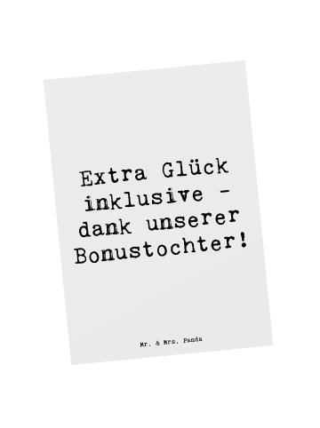 Mr. & Mrs. Panda Postkarte Bonustochter Glück mit Spruch in Weiß