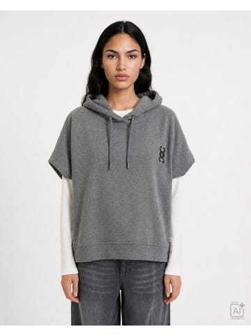 Oversize Sleeveless Hoodie Cape in Antracite Melange