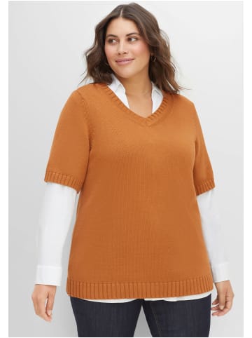 sheego Pullover in hellbraun