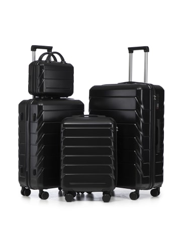 ABRIHOME Kofferset in Schwarz 4-teilig mit Kosmetiktasche