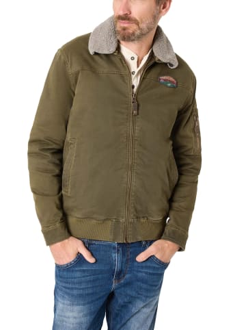 Timezone Klassische Jacke mit flauschigem Kragen und Reißverschluss in Olive