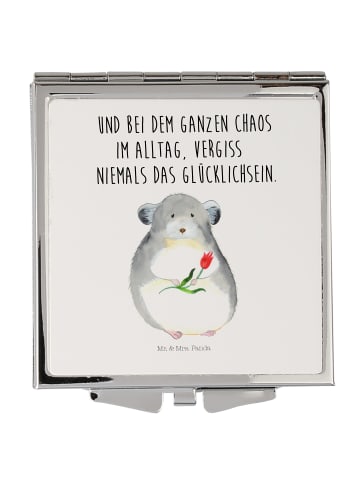 Mr. & Mrs. Panda Schminkspiegel Chinchilla Blume mit Spruch in Weiß