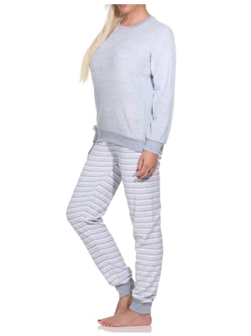 NORMANN Frottee Schlafanzug lang Bündchen und Applikation - 82672 in rosa