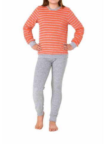 NORMANN Frottee Pyjama langarm Bündchen Schlafanzug Herz - 71566 in rot