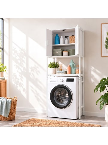 relaxdays Waschmaschinenschrank in Weiß - (B)64 x (H)170 x (T)27 cm