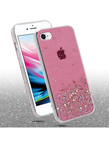 cadorabo Hülle für Apple iPhone 7 / 7S / 8 / SE 2020 Glitter in Rosa mit Glitter