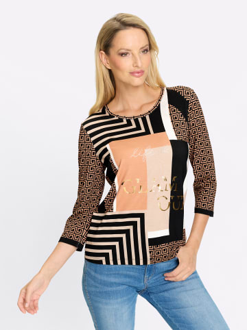 Heine 3/4-Arm-Shirt in camel-schwarz-bedruckt