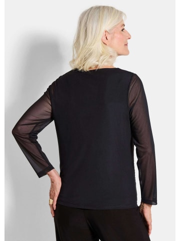 GOLDNER Shirt Shirt aus Mesh mit Glitzersteinen in schwarz