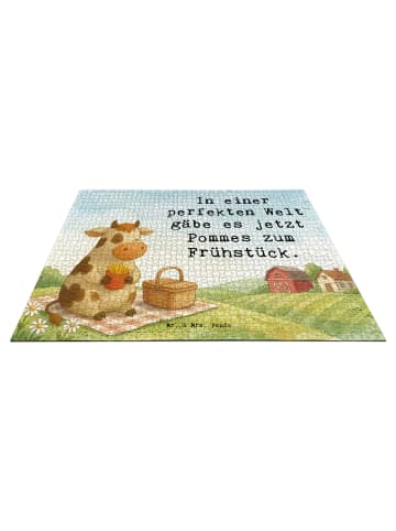 Mr. & Mrs. Panda Puzzle Kuh  Pommes Design mit Spruch in Weiß