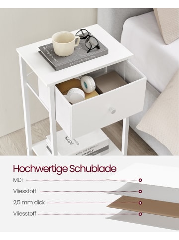 VASAGLE 2er-Set: Nachttisch Bellah in Weiß - (B)38 x (H)61 x (T)28 cm