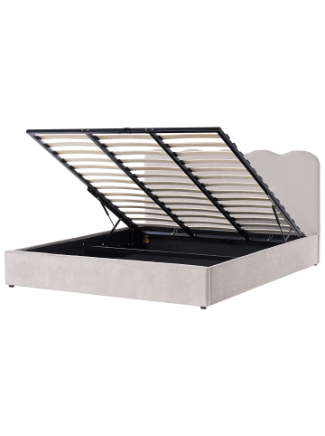 Beliani 2-tlg Doppelbett NANTERRE in Beige/Grau