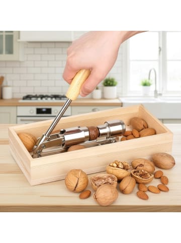 relaxdays Nussknacker in Silber/ Natur