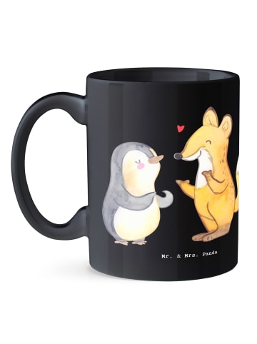 Mr. & Mrs. Panda Trinkbecher Logopädin Superkraft mit Spruch in Schwarz