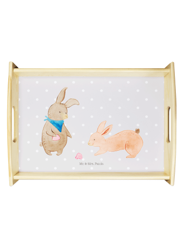 Mr. & Mrs. Panda Tablett Hasen Muschel ohne Spruch in Grau Pastell