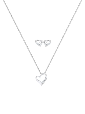 Elli DIAMONDS  Schmuckset 925 Sterling Silber Herz in Silber