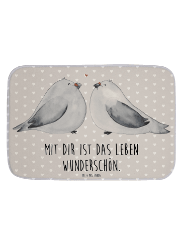 Mr. & Mrs. Panda Badvorleger Turteltauben Liebe mit Spruch in Grau Pastell