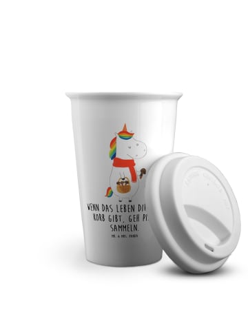 Mr. & Mrs. Panda ToGo Kaffeebecher Einhorn Pilz mit Spruch in Weiß